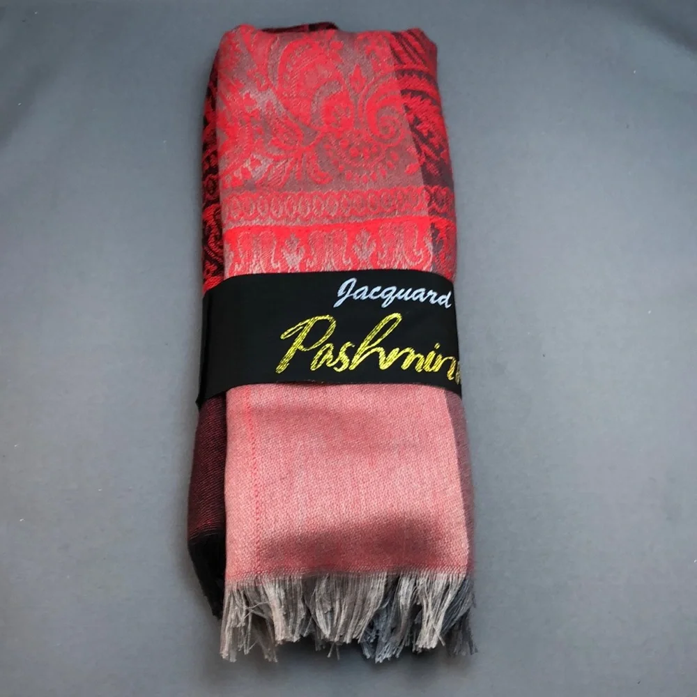 Jacquard Pashmina Red Paisely